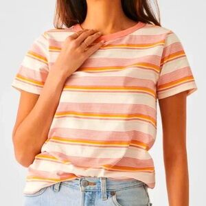 Faherty Sunwashed Beachy Striped Cotton Breathable T-Shirt Summer Staple XXS